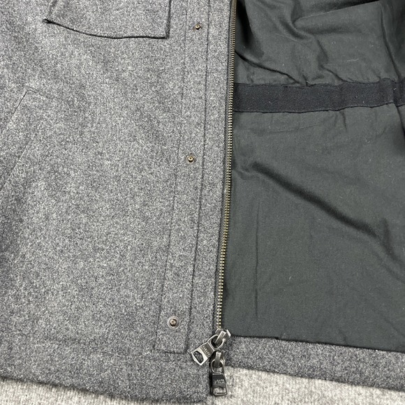 Banana Republic Jacket Mens M Gray Italian Wool Cashmere Full Zip Lined Pea Coat - Picture 6 of 16